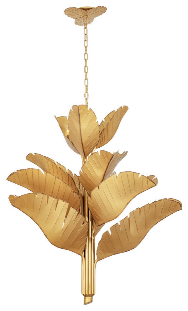 Banana Leaf 12-Lt  Chandelier - Gold