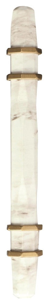 Carrione Cabinet Pull, Marble White/Golden Champagne, 6-5/16" Center-to-Center