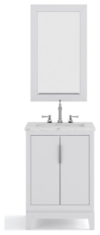 Elizabeth 24" Single Sink Carrara White Marble Vanity, Pure White