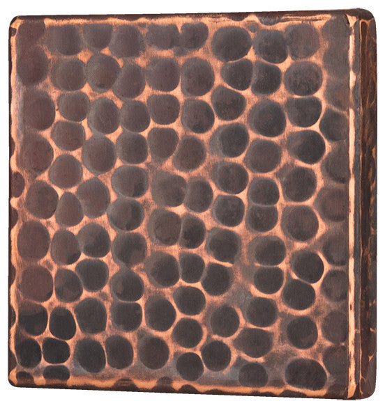 Hammered Copper Tile, 3"x3", Set of 4