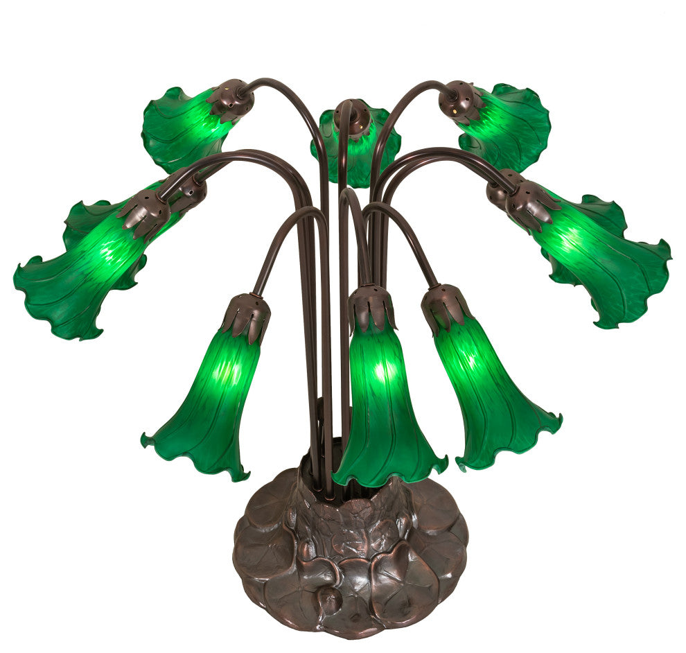 Meyda Lighting 14382 22"H Green Pond Lily 10 LT Table Lamp