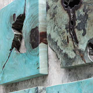 Uttermost 04359 Bahati Set of (9) 16" Tall Wood Wall Sculptures - Blue Green