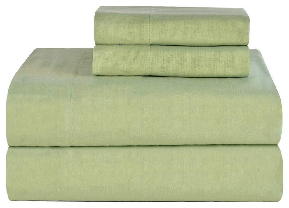Pointehaven 170 Flannel Sheet Set, Sage, Queen