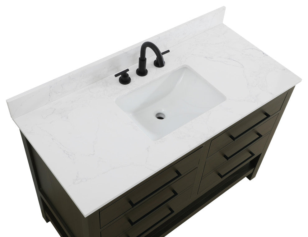 Home Living 48" Single Bathroom Vanity, Mocha Brown With Backsplash