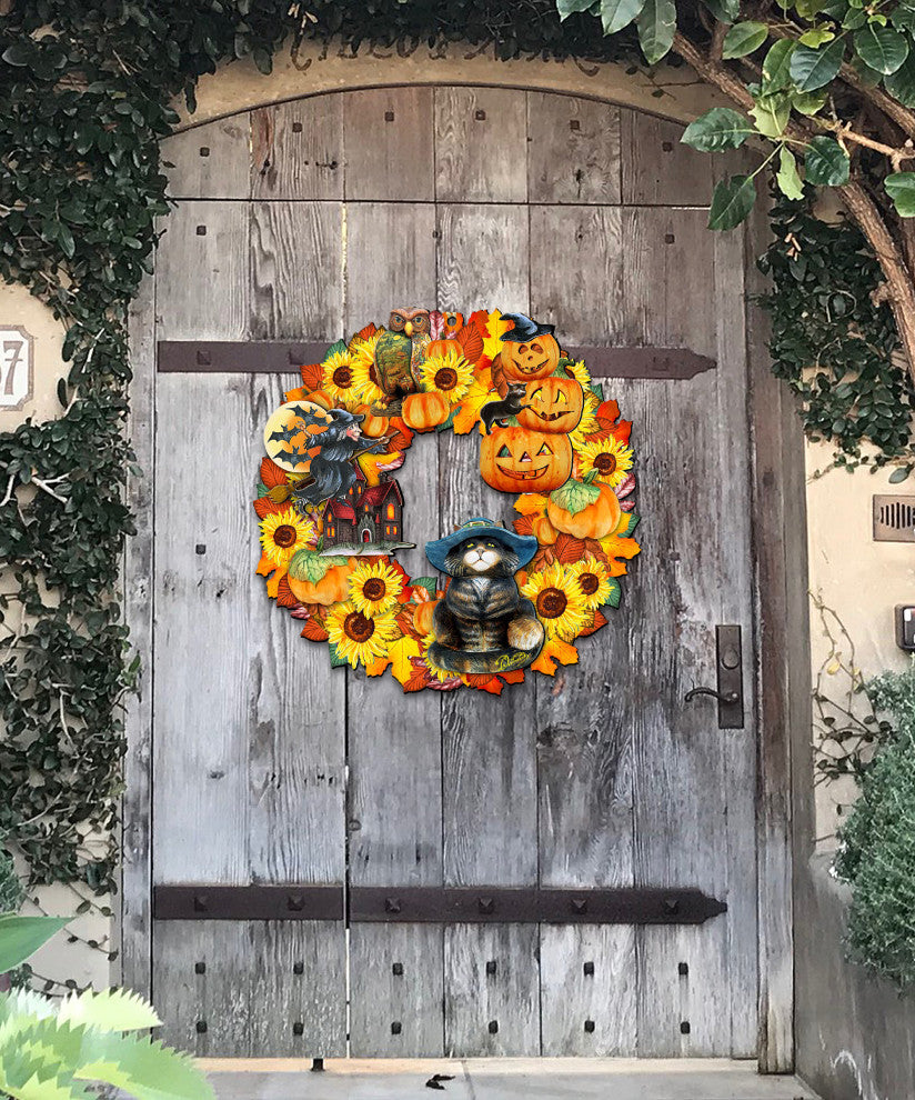Halloween Wreath Wood Door Hanger