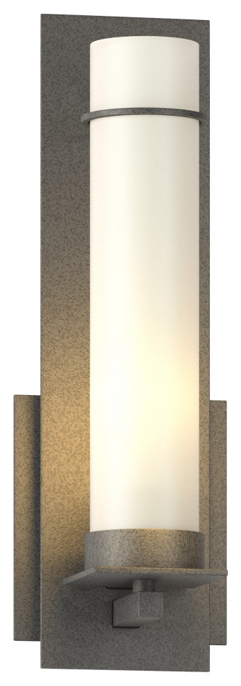 New Town Wall Sconce, Natural Iron, Opal Glass