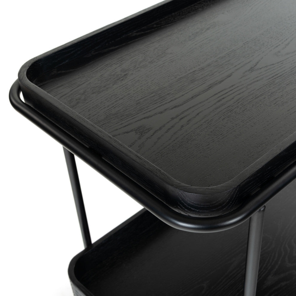 Safavieh Couture Malek Wood 2 Shelf Bar Cart, Black