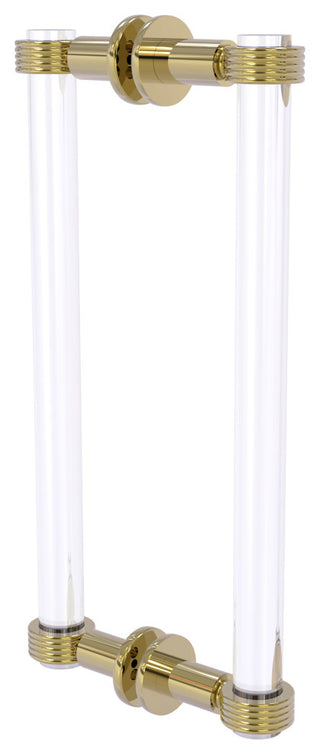 Clearview 12" Back to Back Groovy Accent Shower Door Pull, Unlacquered Brass