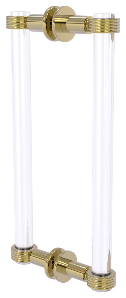 Clearview 12" Back to Back Groovy Accent Shower Door Pull, Unlacquered Brass