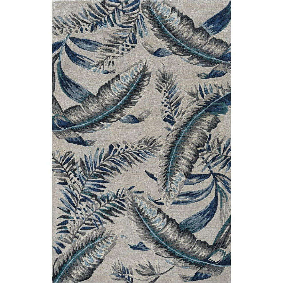 KAS Havana 2626 Gray/Blue Tropics Area Rug, 8'x10'6"