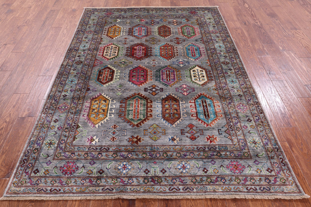 5' 7" X 7' 8" Fine Turkmen Ersari Hand Knotted Rug - Q12217