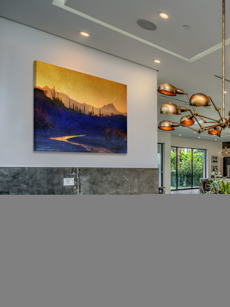 "Sunset Saguaros Stream" Painting Print on Canvas by Chris Vest