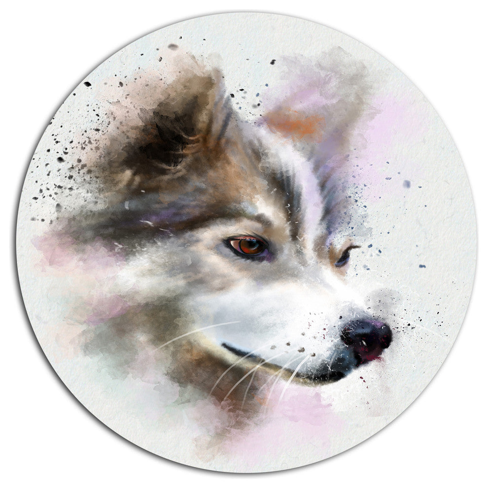 Cute Brown Dog Watercolor, Animal Round Wall Art, 23"
