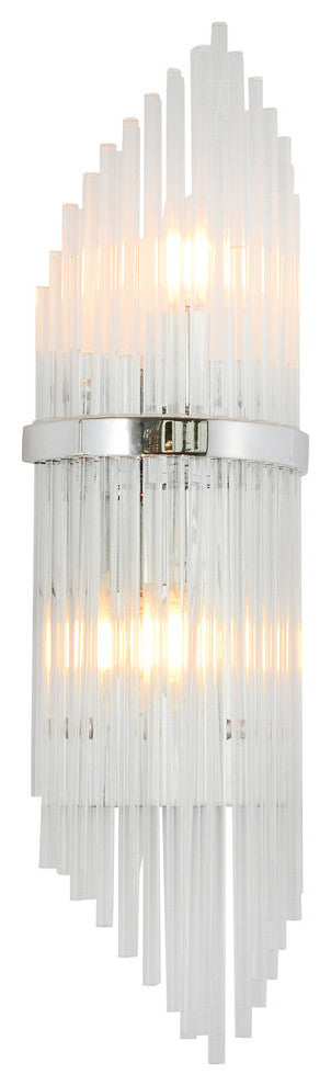 Clear Glass Rod Wall Sconce, Chrome