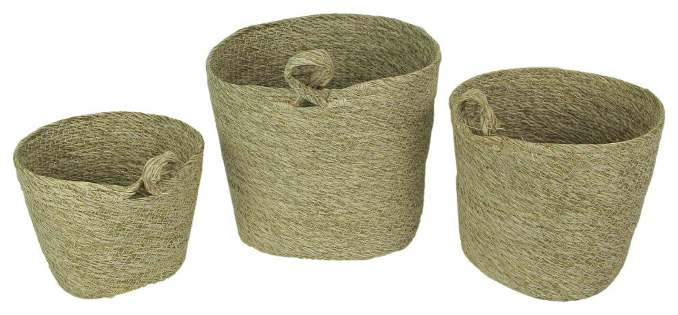 Set of 3 Woven Hanging Basket Decorative Organizer Pockets Home Storage Decor