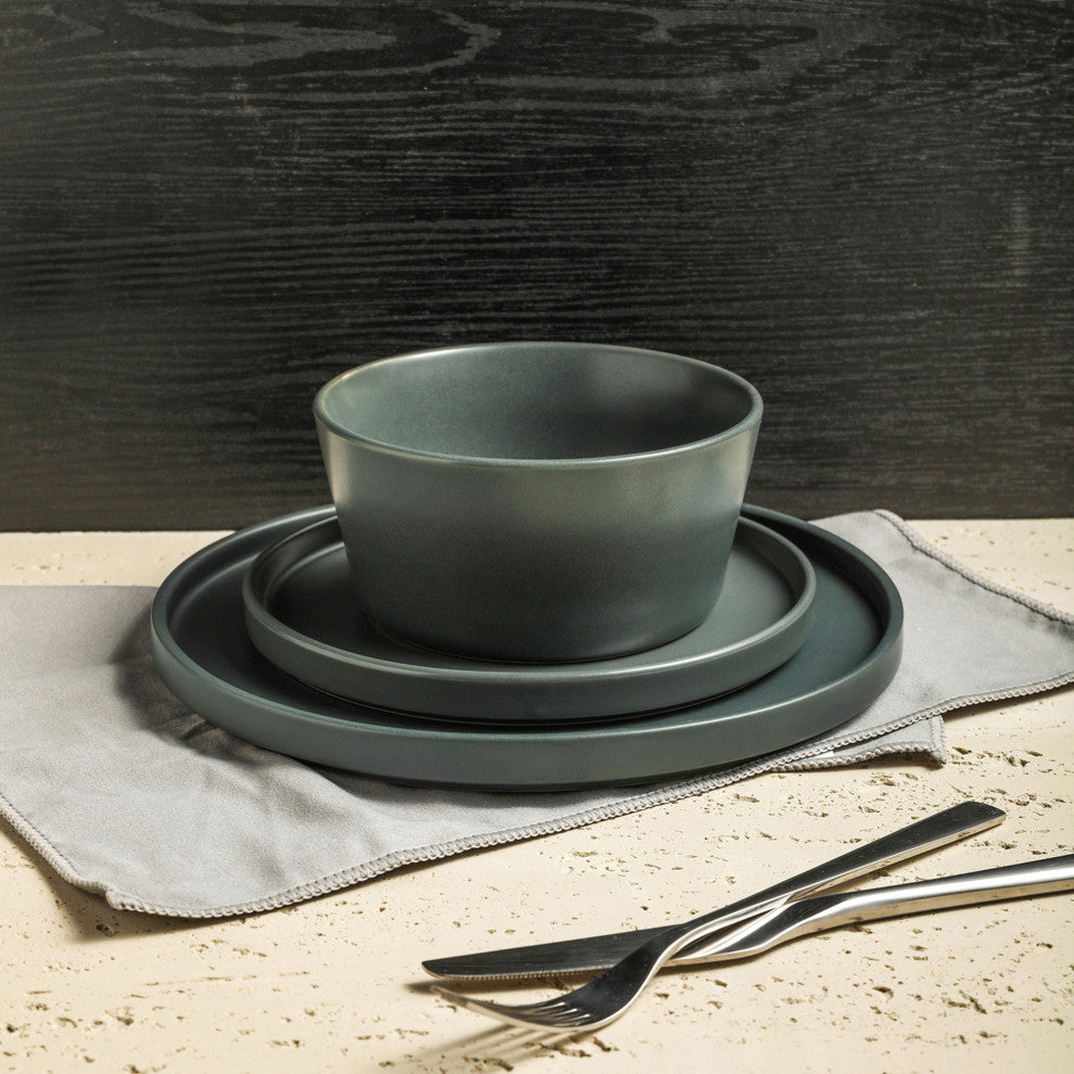 Stone Lain Celina Stoneware 32 Piece Dinnerware Set, Gray Matte