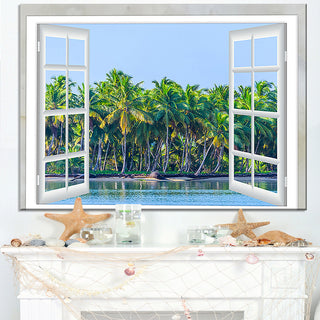 "Open Window To Seashore Palms" Seashore Wall Art, 32"x16"