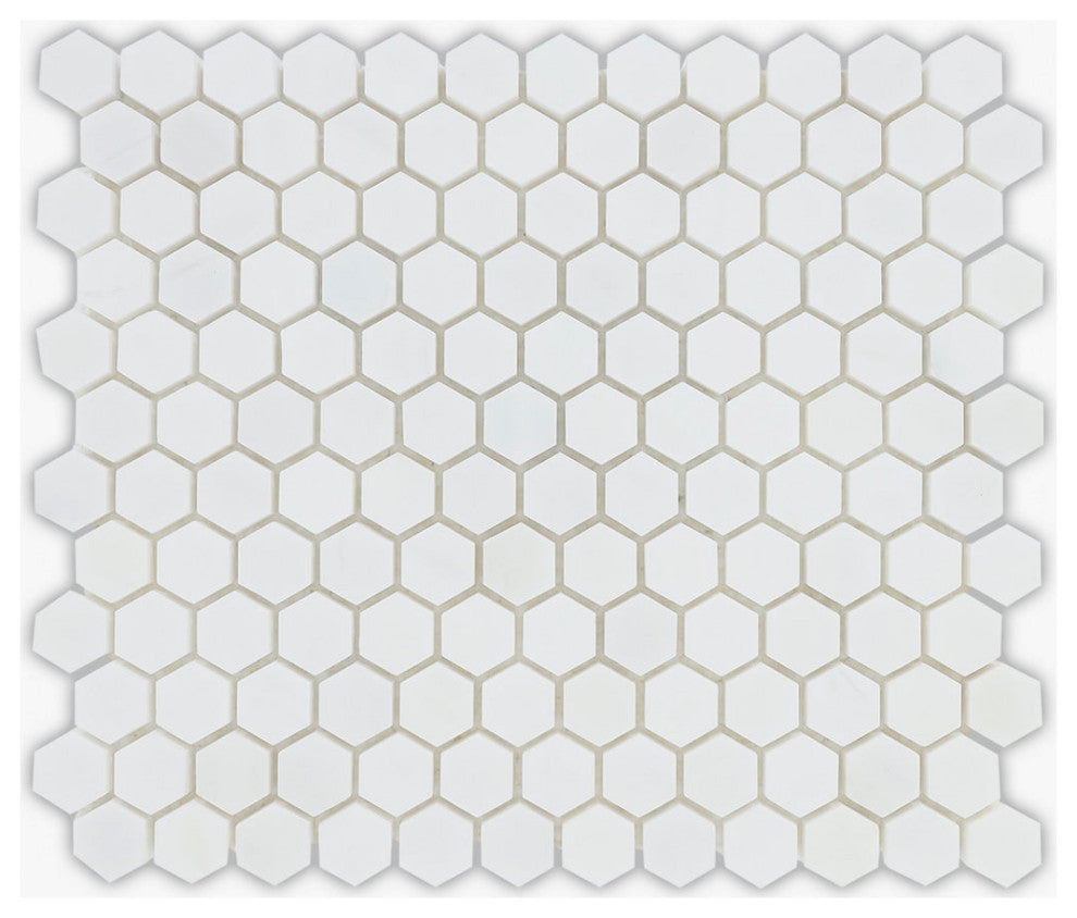 Bianco Dolomiti Honed 1" Hexagon Marble Mosaic