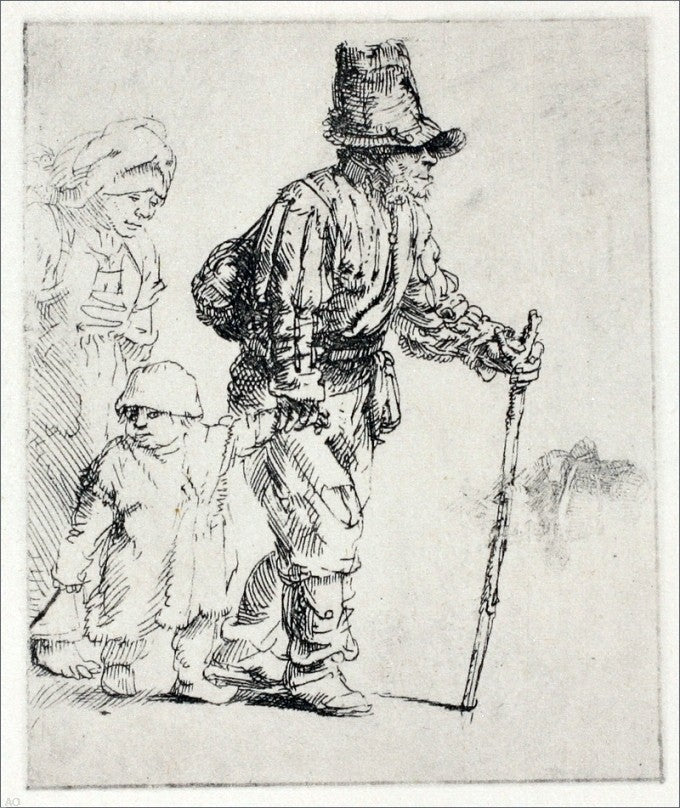 Rembrandt Van Rijn Three Peasants Travelling, 20"x25" Wall Decal