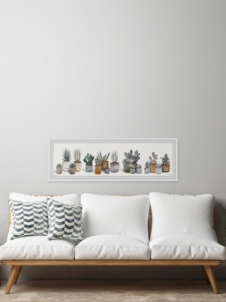 "Cactus and Succulent Array" Framed Painting Print, 45x15