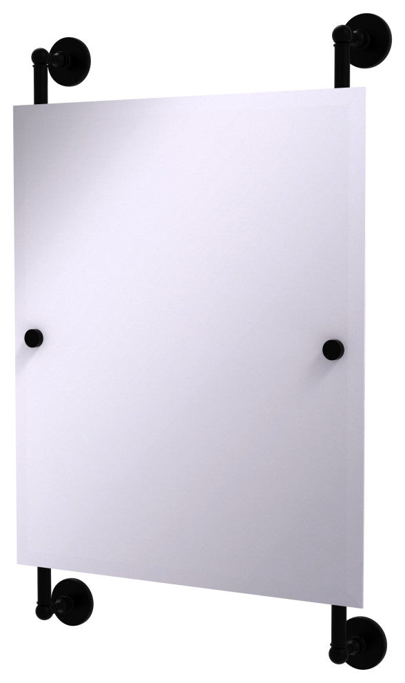 Prestige Skyline Rectangular Frameless Rail Mounted Mirror, Matte Black
