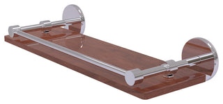 Prestige Skyline 16" Solid Wood Shelf with Gallery Rail, Polished Chrome