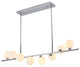 8-Light 42" Black Metal Chandelier With Glass Shades, Chrome