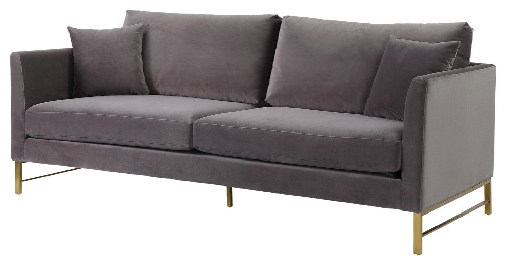 TOV Furniture Massi Grey Velvet Sofa