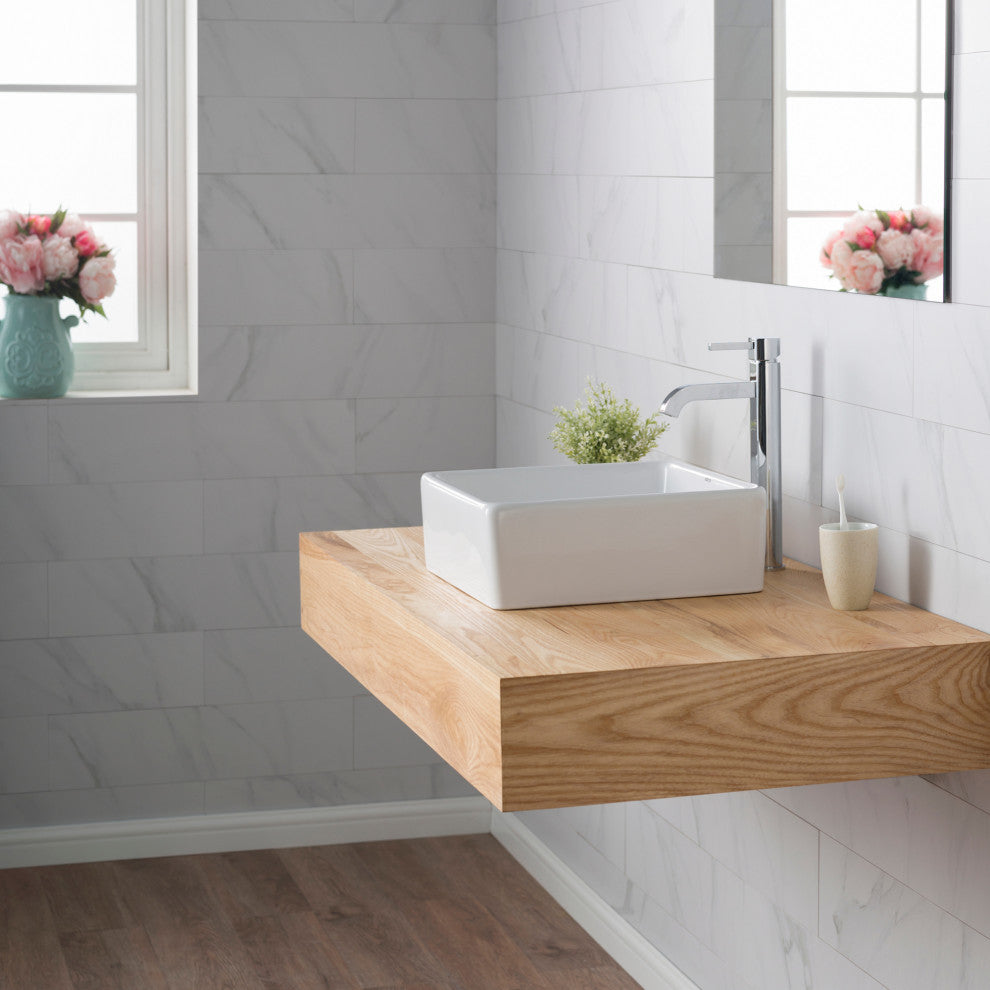 Elavo Ceramic Square Vessel White Sink