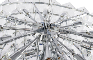 15-Light Chrome Steel Chandelier With Clear Crystals