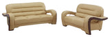 2-Piece Indoor Beige Genuine Leather Five Person Seating Set