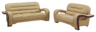 2-Piece Indoor Beige Genuine Leather Five Person Seating Set