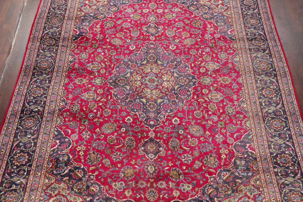 Consigned, Vintage Oriental Traditional Handmade Persian Area Rug, Pink, 10x13