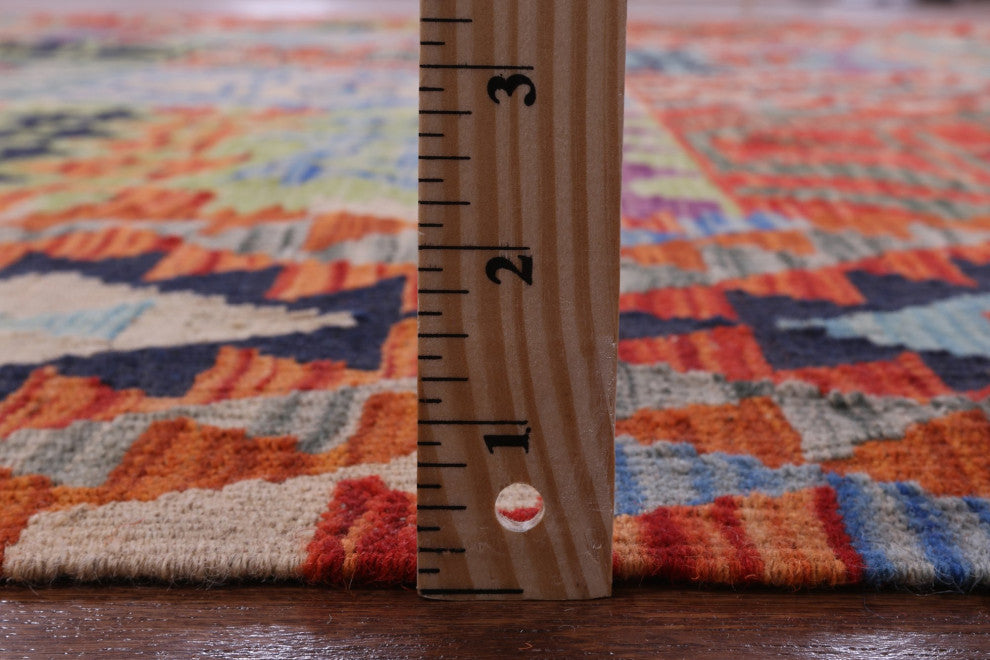 8' 3" X 9' 9" Flat Weave Kilim Reversible Wool On Wool Rug Q9478