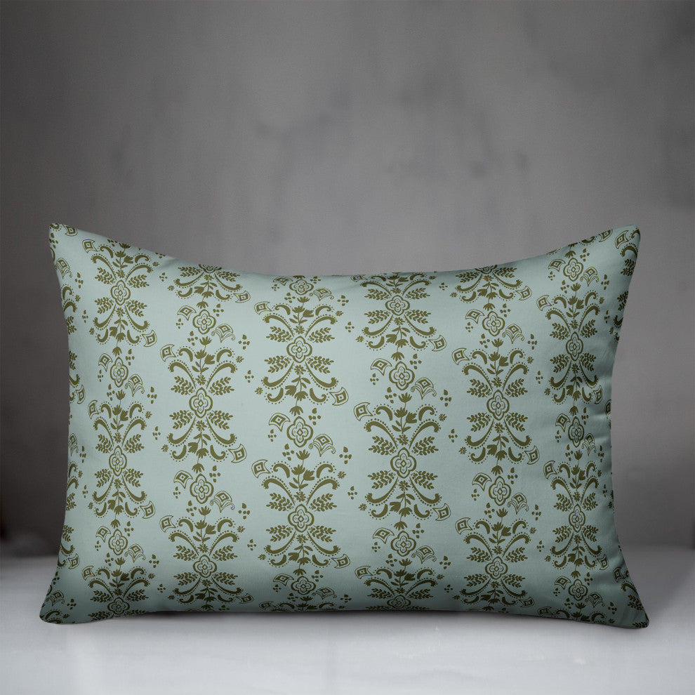 Green Floral Crest 20x14 Spun Poly Pillow
