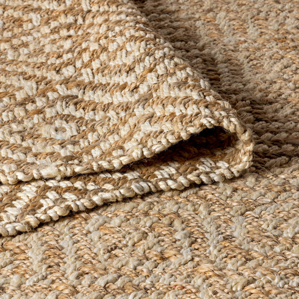 Hira Hand Woven Diamond Chunky Jute Natural  4' x 6' Area Rug