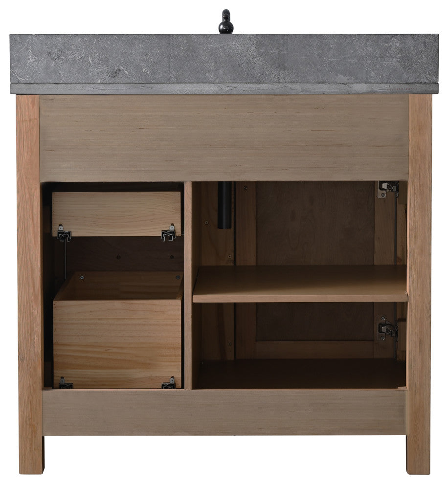 Jasper 36" Bathroom Vanity, Textured Natural, Blue Limestone