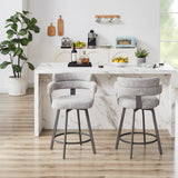 Contemporary Fabric Padded High Back, 2-Piece and Bar Stools and Counter Stools, Gray, 24"