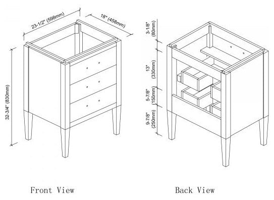 Grace 24" Single Bathroom Vanity Set, Black With Chrome Trim