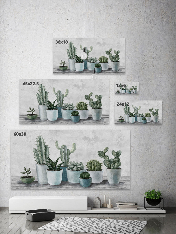 "Refreshing Green Succulents" Painting Print on Wrapped Canvas