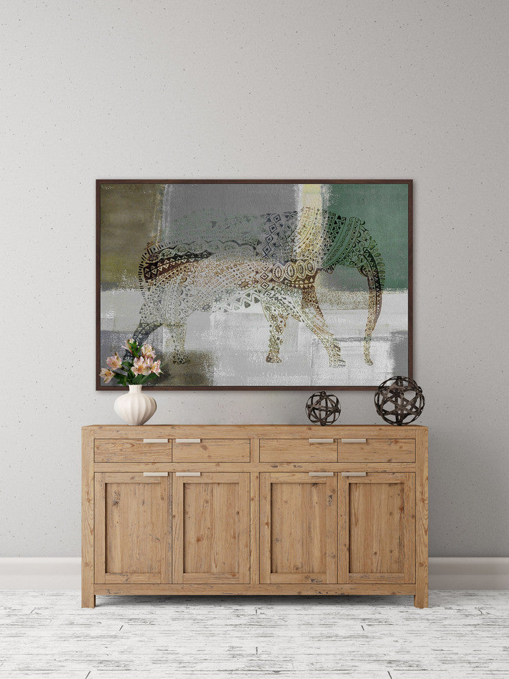 "Decorative Elephant" Floater Framed Painting Print on Canvas, 60"x40"