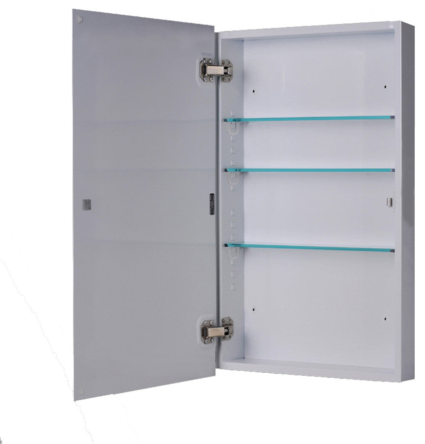 Euroline Medicine Cabinet, 18"x36", Annealed Stainless Frame, Surface Mounted