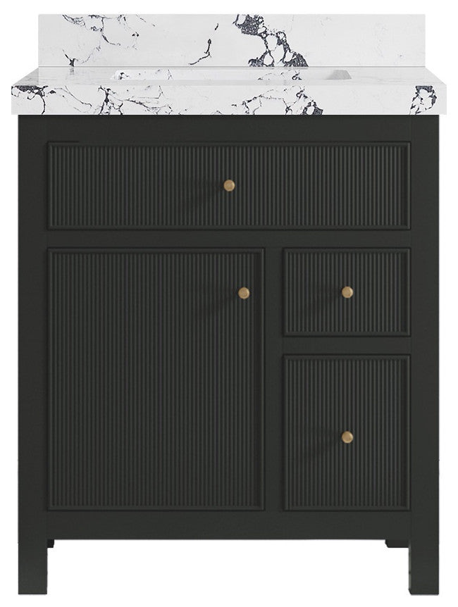 Sonoma 30" Single Sink Bath Vanity in Black Top, 2" Viola Night