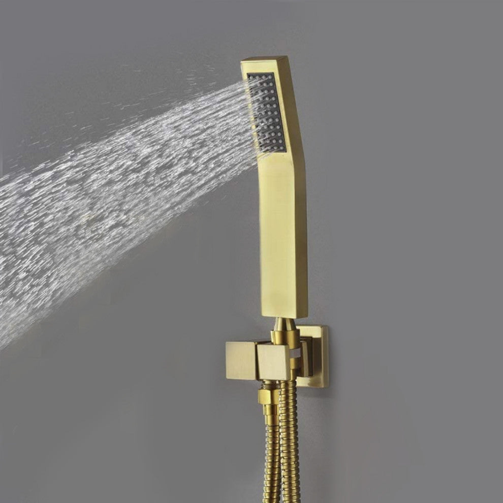 Ceiling Mounted Shower System Set With 10" Rain Shower Head, Brushed Gold