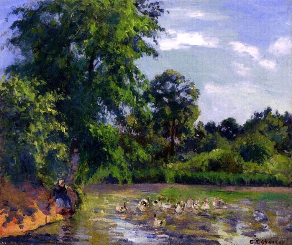 Camille Pissarro Ducks on the Pond at Montfoucault Wall Decal