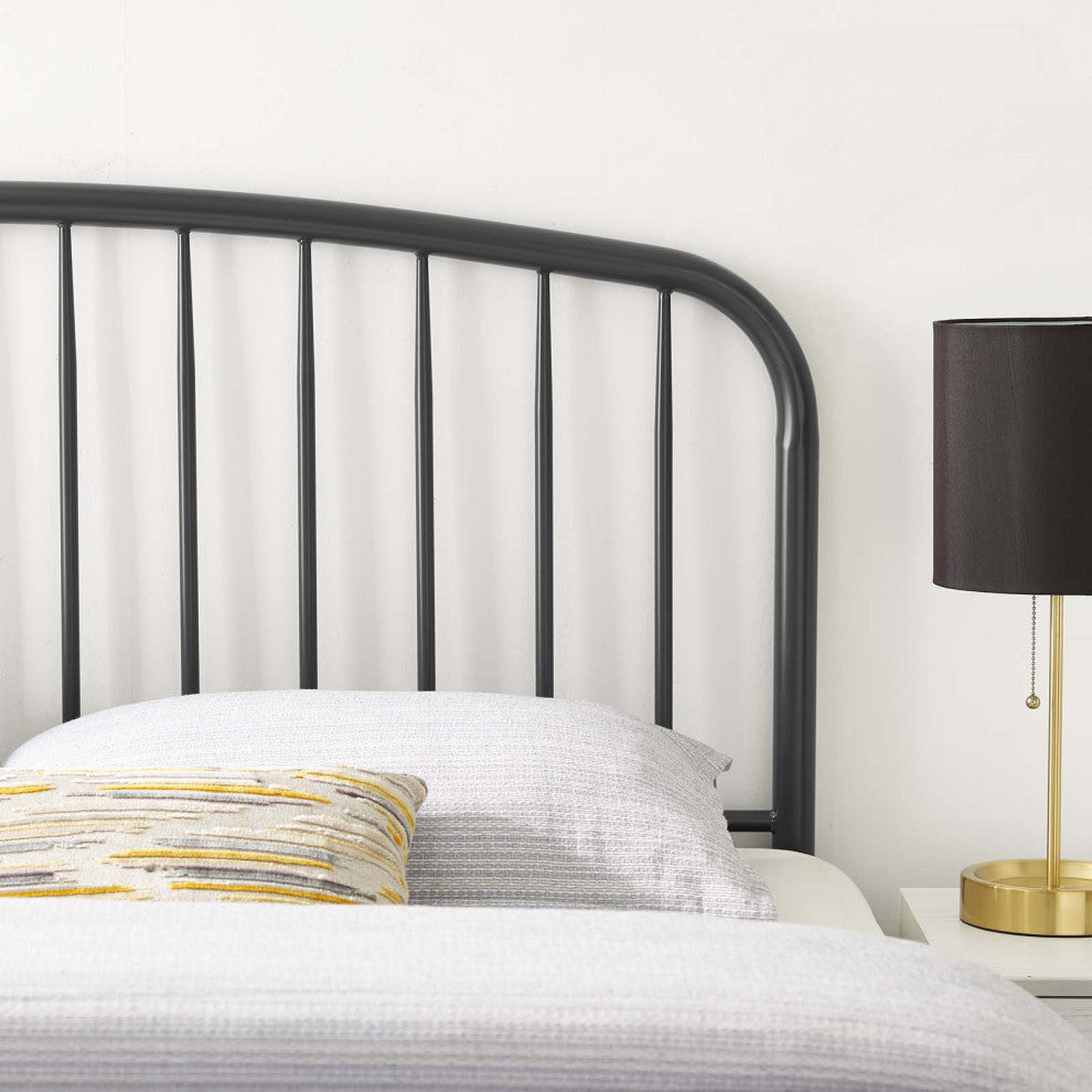 Headboard, Full Size, Metal, Gray, Modern Farmhouse, Bedroom Master