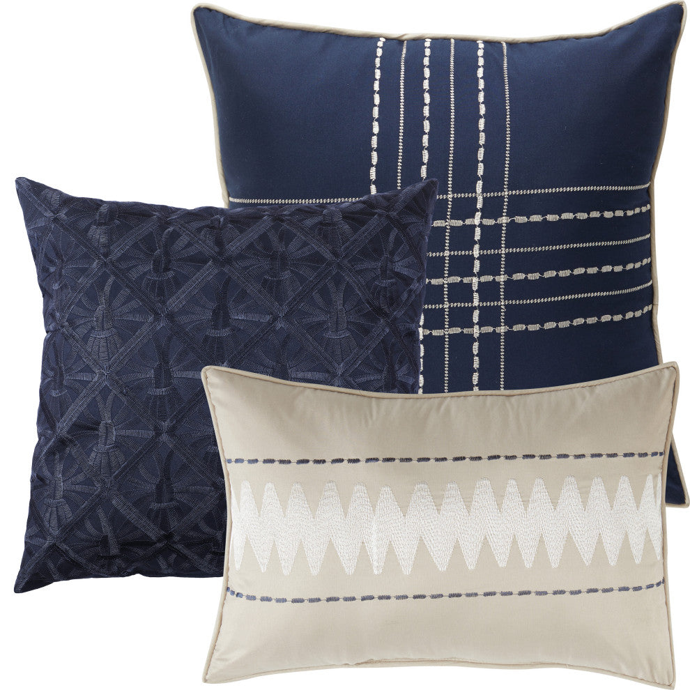 Kitana 7 Piece Comforter Set, Navy, King
