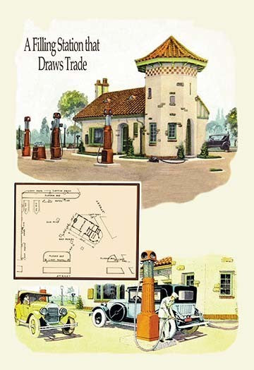 A Filling Station- Gallery Wrapped Canvas Art 28" x 42"