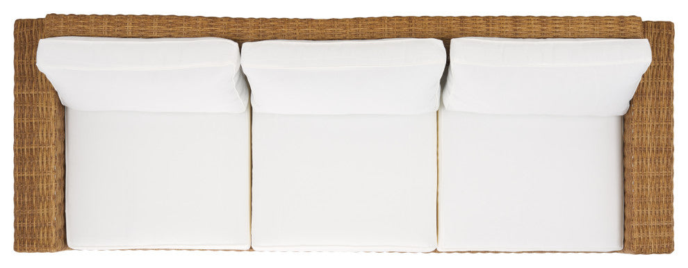 Safavieh Couture Indoor-Outdoor Margarita Wicker Patio Sofa, Natural/White