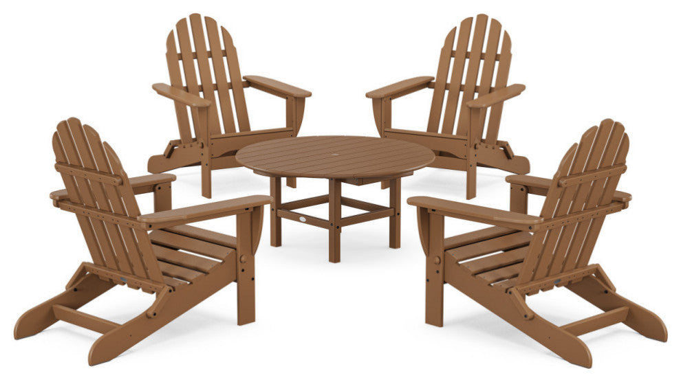 Folding Adirondack 5-Piece Conversation Group, Teak